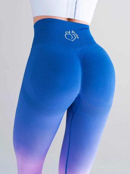 Shaping high waisted seamless leggings in blue and purple