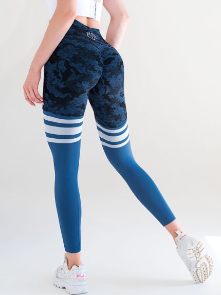 Blue sports leggings with high waist