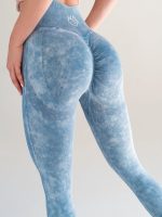 Égszínkék alakformáló elasztikus női fitness leggings