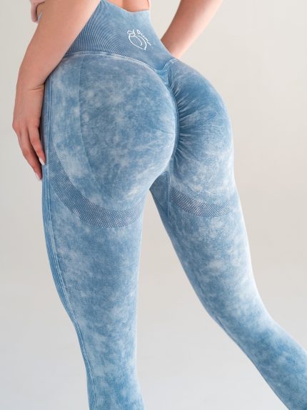 Égszínkék alakformáló elasztikus női fitness leggings