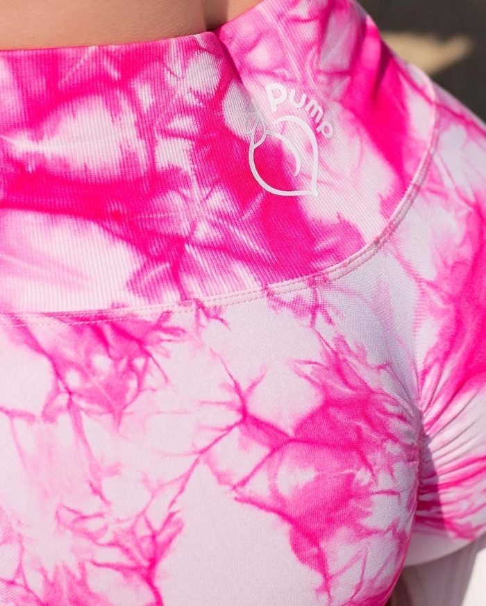 Ružové legíny s vysokým pásom v zadnej časti Peach Pump logo
