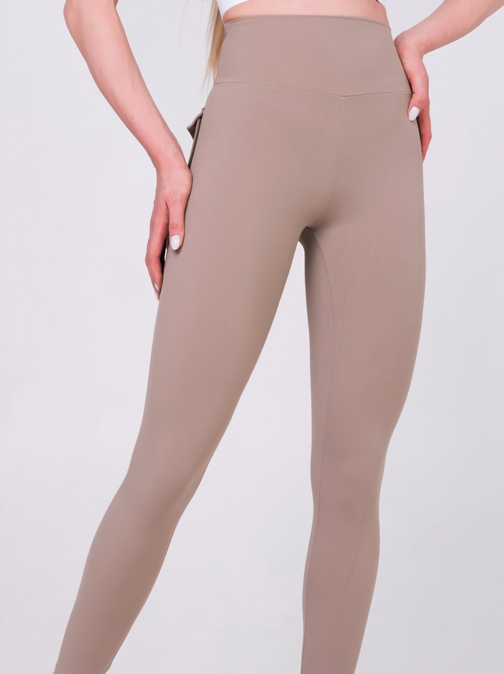 high waisted leggings in beige
