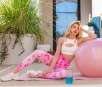 Elastické fitness legíny v ružovej farbe