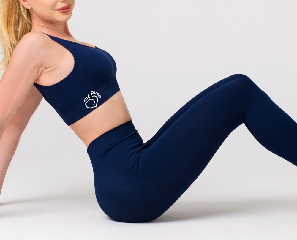 Dark blue ladies sports set leggings and bustier