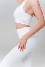 Gym set white sports bra and leggings with shaping effect