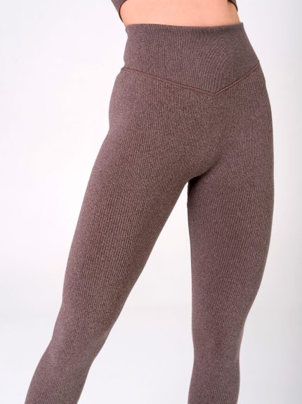 brown seamless leggings with shaping effect