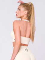 One shoulder strap bustier in pale yellow, with padding