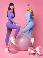 Thick fabric leggings for sport in blue