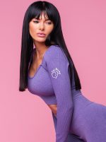 Purple long sleeve sports top in purple colour