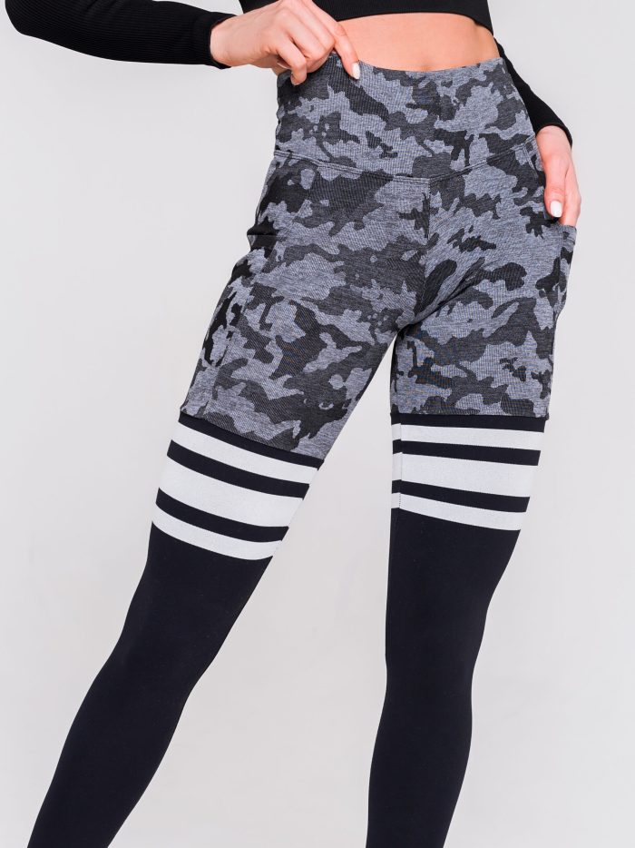 camouflage ladies leggings with high waist and pockets