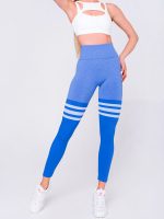 women's high waisted sports leggings in blue color