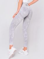 light grey women's leggings for sport made of seamless fabric and high waist