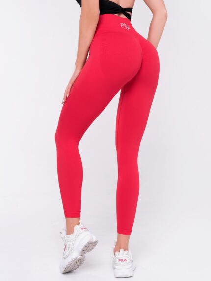 Red seamless leggings with shaping effect and high waist