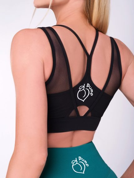 Crni sportski bustier s mrežom i oblogom