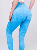 Blue leggings with high waist and butt shaping effect