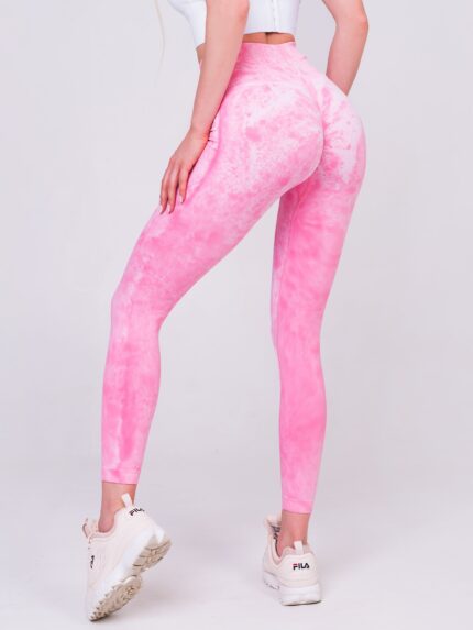 Modelujące różowe legginsy bezszwowe z wysokim stanem od Peach Pump