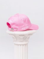 Pink sport cap with Peach Pump logo