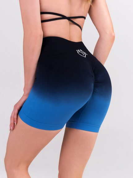 Shaping shorts in gradient black to blue color