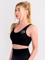 Black sports bra with padding for fitness