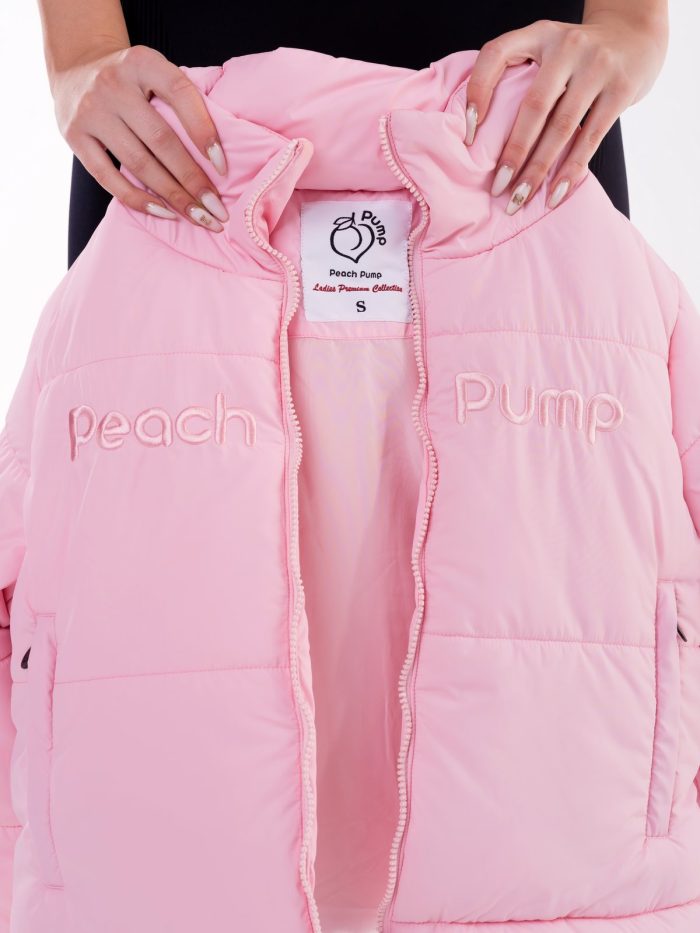 Lágy rózsaszín Peach Pump téli kabát modern dizájnnal