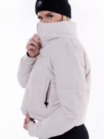 Cropped puffer jacket with lining, sporty short design, ivory color