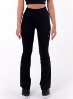 Black high waisted flare sports leggings by Peach Pump