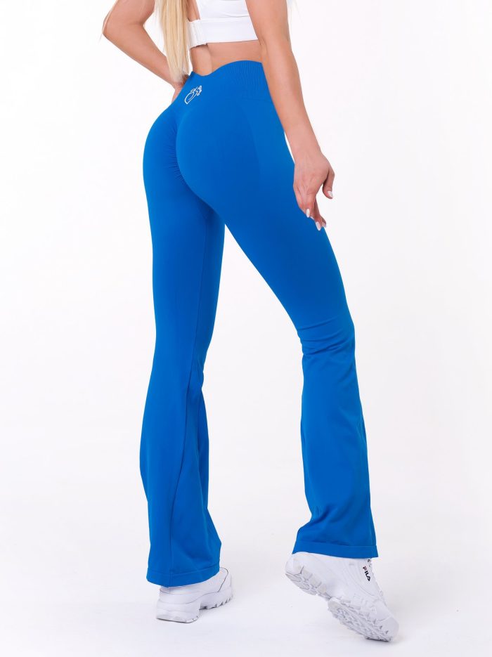 Seamless sports bell leggings in blue with wide legs