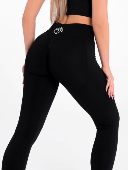 Fekete sűrűn szőtt leggings alacsony derékrésszel fitneszhez