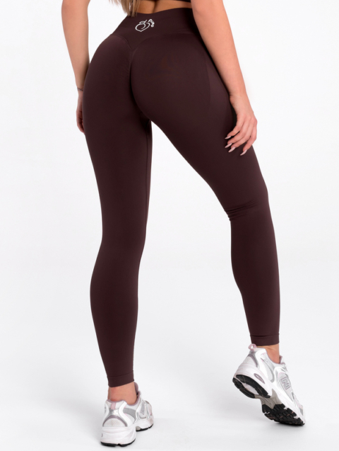 Hnedé legíny s nízkym pásom pre fitness