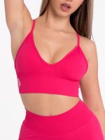 Dark pink sports bra with deep V neckline by Peach Pump