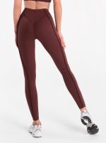 Divatos barna sport leggings 3D fordított varrásokkal és magas derékrésszel