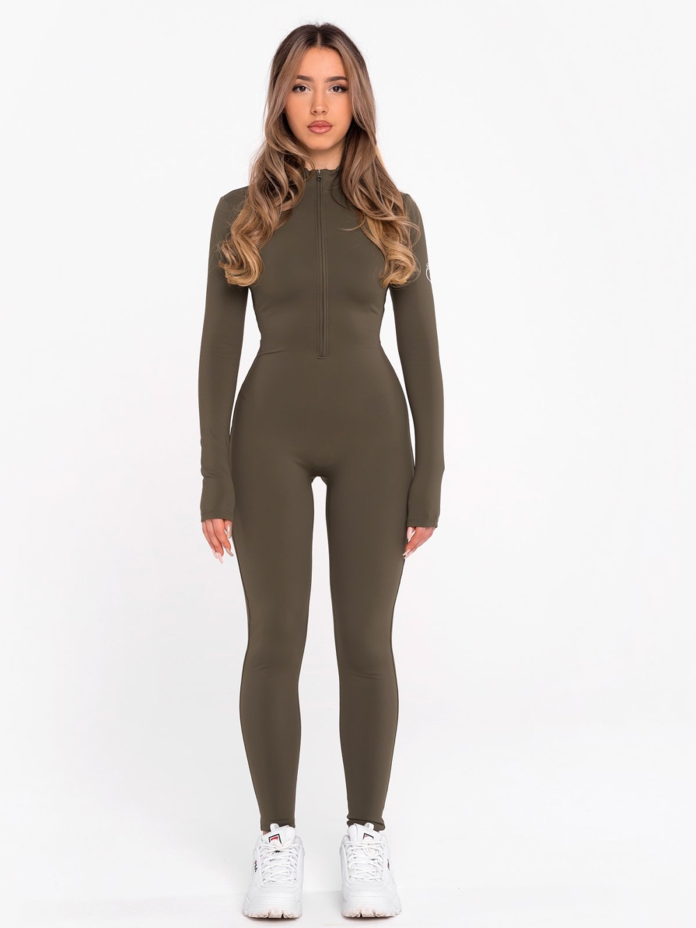 Sports jumpsuit with soft lining in dark green colour