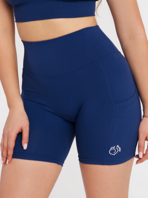 Short dark blue leggings with pockets