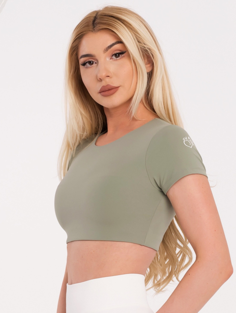 Top sport scurt cu căptușeală detașabilă în verde