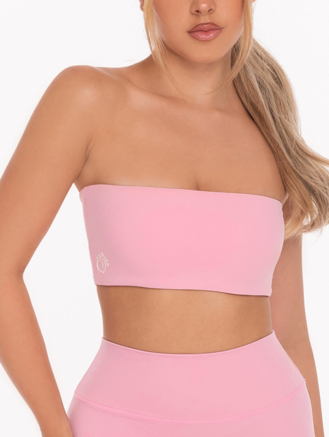 Ροζ αθλητικό μπουστάκι, στράπλες, με αφαιρούμενη ενίσχυση