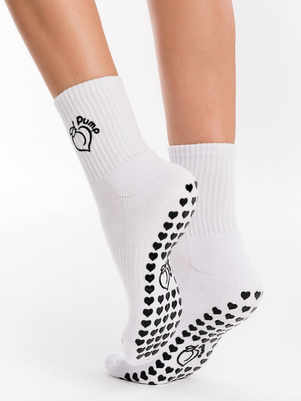 Λευκές αθλητικές κάλτσες με μαύρο Anti-slip στην πατούσα
