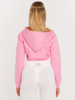 Modern pink cropped sports hoodie with large hood