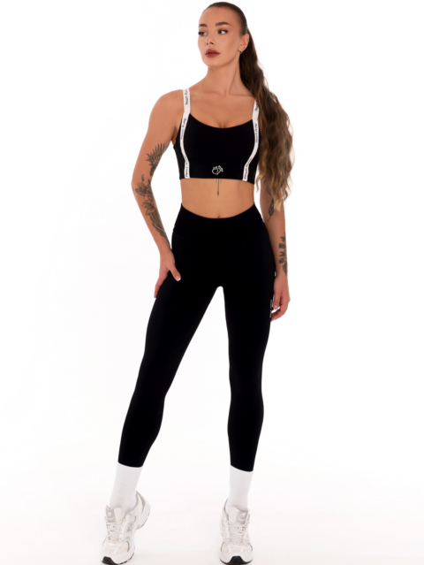 Bustieră sport neagră cu căptușeală cu efect Push-up Peach Pump