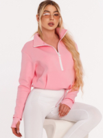 Ružičasta majica s patentnim zatvaračem i natpisom Peach Pump