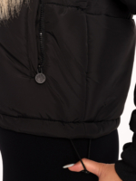 Black women’s winter jacket with two side zip pockets Peach Pump