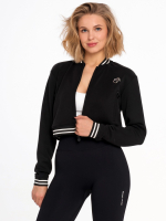 Czarna kurtka sportowa z kieszeniami z miękkiego materiału