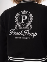 Czarna krótka kurtka sportowa z dużym haftem na plecach Peach Pump