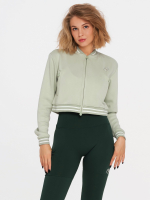 Спортно дамско яке в зелено от мека материя и модерен дизайн