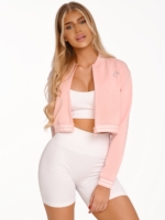Късо розово спортно яке с бродерия на гърба и два странични джоба , Peach Pump