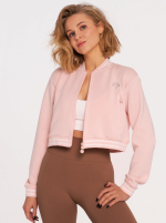 Късо розово спортно яке с бродерия на гърба и два странични джоба , Peach Pump