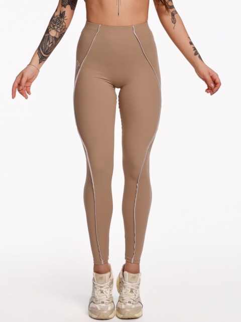 Beige Sports Leggings Peach Pump with 3D Shaping Seam
