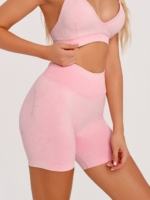 Pink Sports Bra and Biker Shorts with Soft Stretch Fabric and a Feminine Silhouette