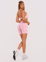 Pink Set with a Lifting Sports Bra and Seamless Peach Pump Biker Shorts
