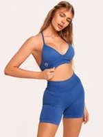 Infinity Blue Set with a V-Neck Sports Bra and Sculpting Biker Shorts