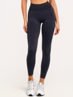 Women's black leggings with a ribbed waistband that enhances the waist.